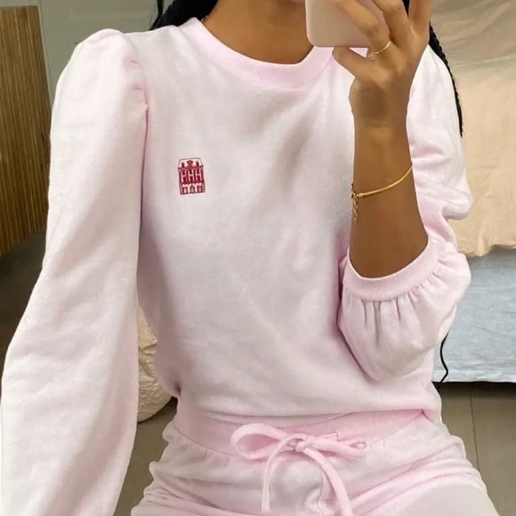 Hill House Tops - HILL HOUSE Top Size Extra Small Home Teddy Pullover Sweatshirt Pink Embroidered